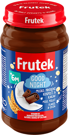 Nočna mlečna kašica z okusom mleka, prosenimi kosmiči in kakavom, od 6. meseca Frutek