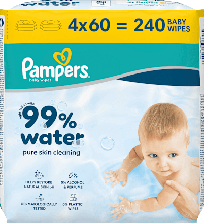Feuchttücher 99% Water (4 x 60 Stück) Pampers