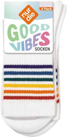 Crew Socken mit Regenbogen-Motiv weiß Gr. 39-42 nur die