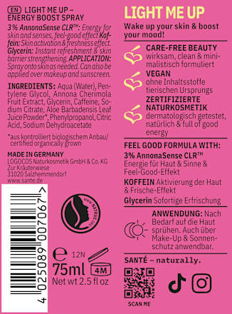 Gesichtsspray Light Me Up Energy Boost Santé naturally.