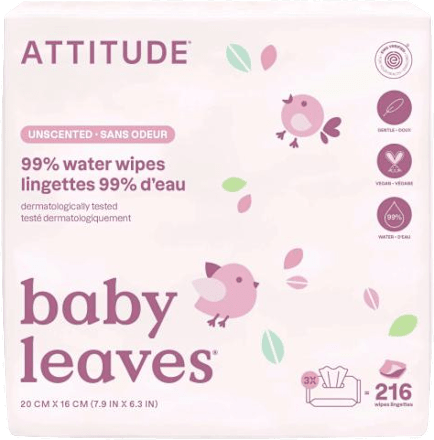 Baby leaves vlhčené ubrousky bez parfemace 3x72 ks ATTITUDE