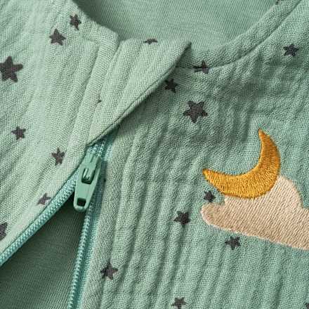 Schlafsack 1 TOG aus Musselin mit Stern-Muster, grün, 80 cm ALANA