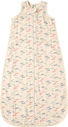 Schlafsack 0,5 TOG aus Musselin mit Fisch-Muster, beige, 100 cm ALANA