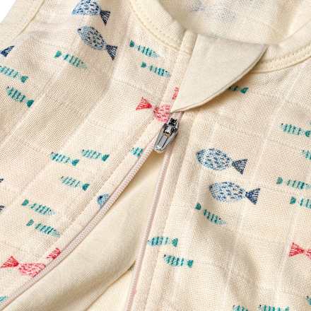 Schlafsack 0,5 TOG aus Musselin mit Fisch-Muster, beige, 80 cm ALANA