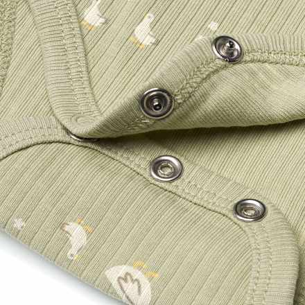 Body Kurzarm mit Gänse-Muster, grün, Gr. 74/80 ALANA