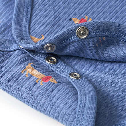 Body Ärmellos mit Dackel-Muster, blau, Gr. 74/80 ALANA