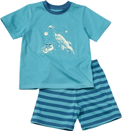 Schlafanzug mit Glow-in-the-Dark Weltall-Motiv, blau, Gr. 122/128 ALANA