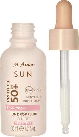 Sonnenfluid Gesicht sensitiv, sun drop fluid, LSF 50+ M. Asam