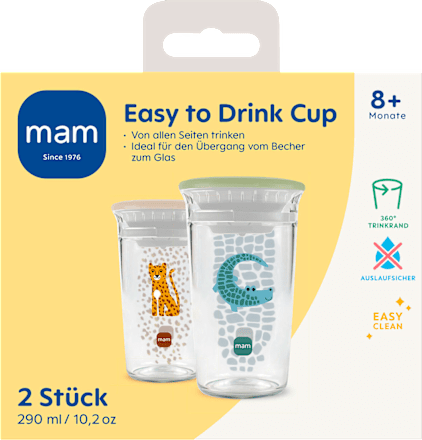 Trinkbecher Easy to Drink grün/beige, ab 8. Monat, 290 ml mam