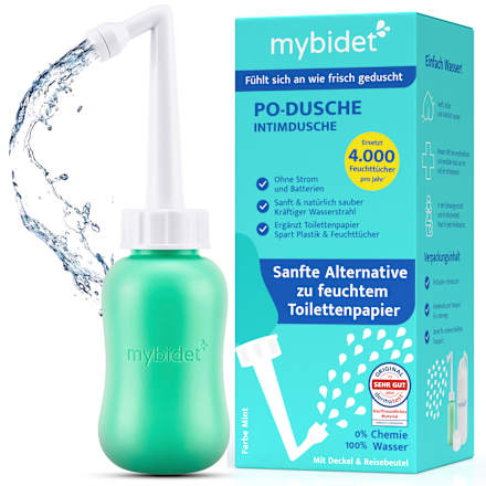 Po- und Intimdusche Mint, inkl. Reisebeutel und Deckel mybidet