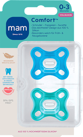 Schnuller Comfort Silikon 0-3 Monate blau mam