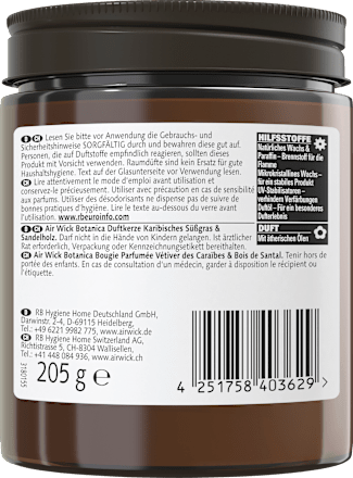 Duftkerze im Glas Karibisches Süßgras & Sandelholz 205 g BOTANICA BY AIR WICK