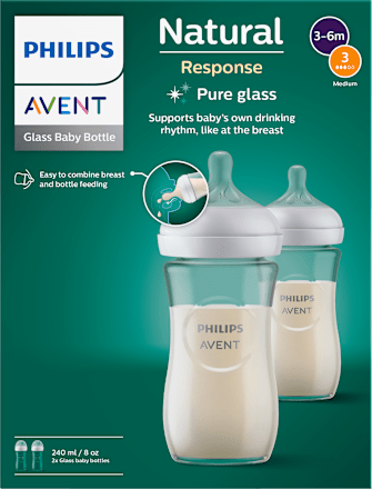 Sklenená dojčenská fľaša Natural Response, 240 ml - 1m+ PHILIPS AVENT
