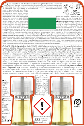 Lufterfrischer Duftstecker Pumpkin Spice Magic Nachfüllpack (2x19 ml) AIR WICK