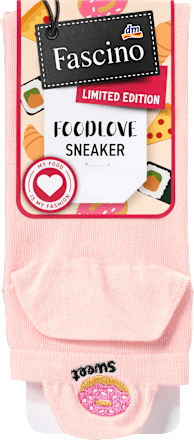 Sneakersocken mit Donut-Motiv rosa, Gr. 35-38 (1 Paar) Fascino