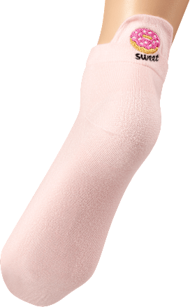 Sneakersocken mit Donut-Motiv rosa, Gr. 35-38 (1 Paar) Fascino