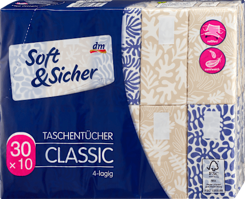 Taschentücher Classic 4-lagig sortiert Soft&Sicher