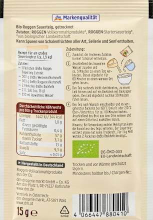 Ekstrakt za pečenje kiselog raženog kruha dmBio