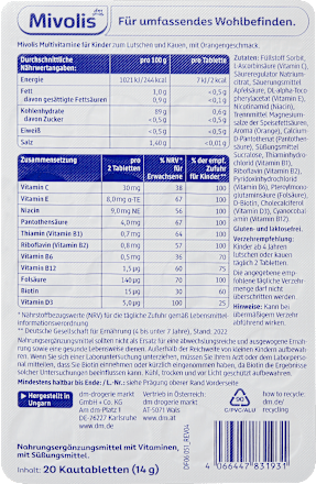 Multivitamine für Kinder Kautabletten 20 St Mivolis