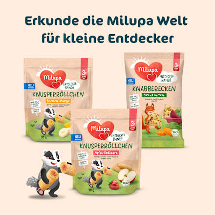 Kindersnack Knusperröllchen Apfel-Erdbeere ab 3+ Jahren Milupa