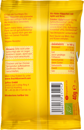 Kindersnack Hafer-Häppchen, Apfel, Birne, Hafer ab 12 Monaten  FruchtBar