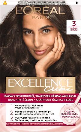 barva na vlasy Excellence Creme, 3 Tmavě hnědá L'ORÉAL PARiS EXCELLENCE Creme