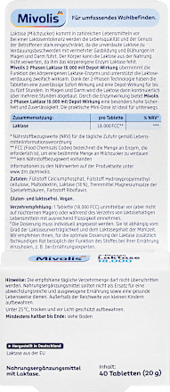Laktase 18.000 2-Phasen Tabletten 40 St Mivolis