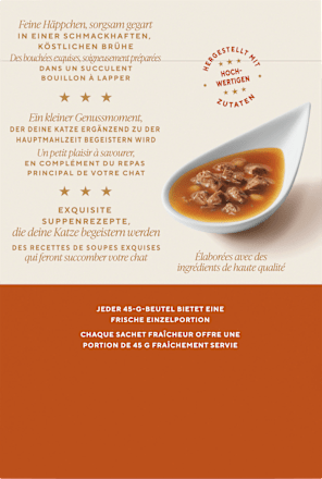 Nassfutter Katze mit Huhn, Rind & Truthahn, Soup Royale, Multipack (6x45 g) Purina Gourmet