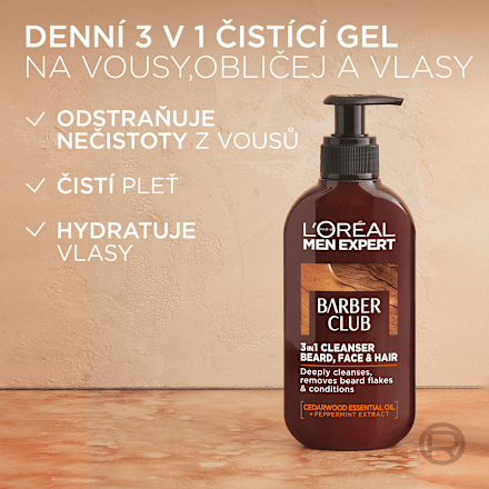 Barber Club gel 3 v 1 tvář, vousy & vlasy L'ORÉAL PARiS MEN EXPERT