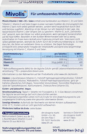 Vitamin C 1000 + D3 + Selen Depot 30 St Mivolis