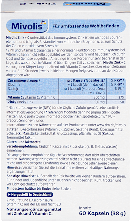 Zink + C Kapseln 60 St Mivolis