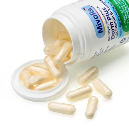 Prehransko dopolnilo Darm Plus z vitamini, mlečnokislinskimi bakterijami in inulinom Mivolis