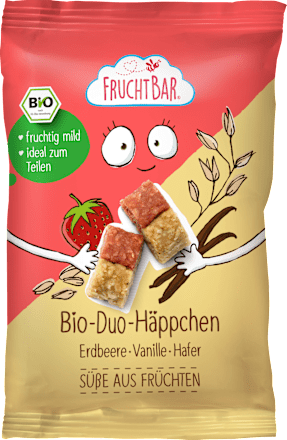Kindersnack Duo-Häppchen mit Erdbeere, Vanille & Hafer, ab 3 Jahren FruchtBar