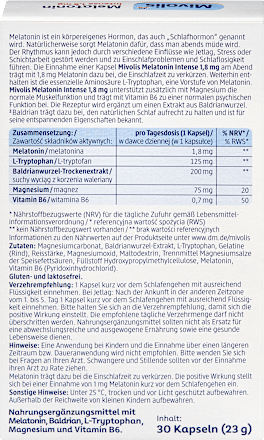 Melatonin Intense Kapseln 30 St Mivolis
