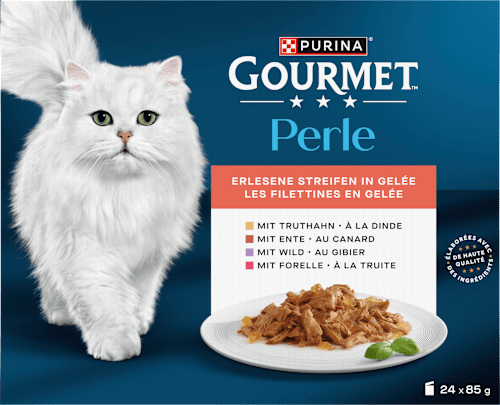 Nassfutter Katze Perle Erlesene Streifen in Gelee  Purina Gourmet