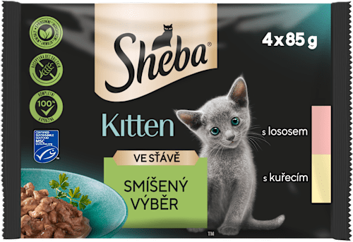 Junior kapsičky pro kočky mix výběr ve šťávě Kitten 4x85g Sheba