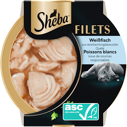 Nassfutter Katze mit nachhaltigen Weißfisch Filets Sheba