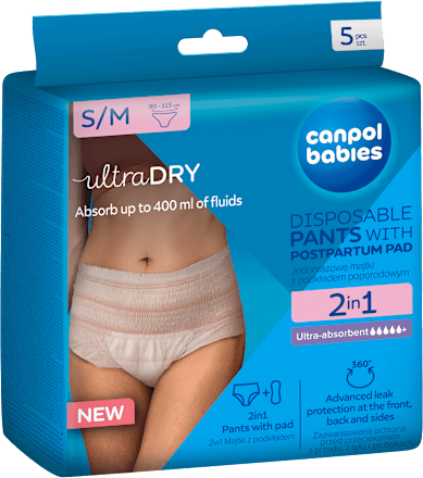 poporodní kalhotky s vložkou 2 v 1 S/M Canpol babies