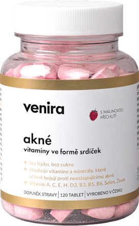 akné vitamíny srdíčka s příchutí malina venira