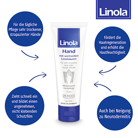 Linola Hand Creme mit wertvollen Linolsäuren Linola
