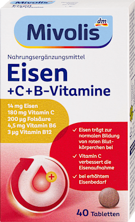 Vas tabletta + C + B vitaminnal, étrend kiegészítő Mivolis