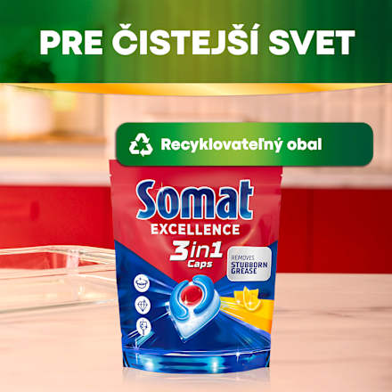 Kapsuly do umývačky riadu Excellence 3in1 Lemon Somat
