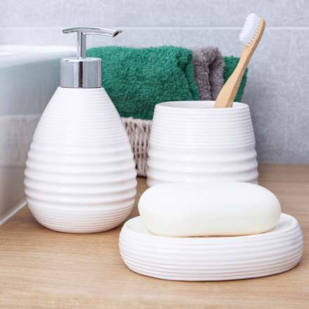 Seifenspender gerillt weiß Soapland