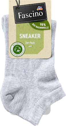 Sneakersocken mit Bio-Baumwolle grau Gr. 35-38 Fascino