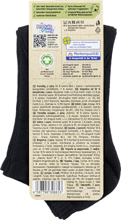 Sneakersocken mit Bio-Baumwolle schwarz Gr. 39-42 Fascino