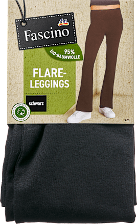 Leggings Flared mit Bio-Baumwolle schwarz Gr. 42/44 Fascino