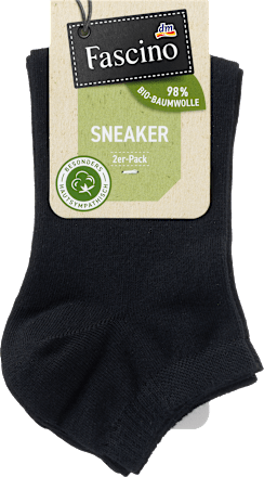 Sneakersocken mit Bio-Baumwolle schwarz Gr. 43-46 Fascino