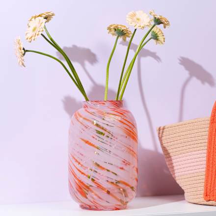 Vase aus Glas, gesprenkelt orange/rosa (25x19x19 cm) dm home