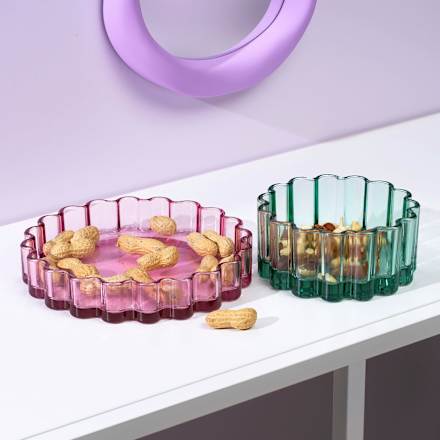 Schale aus Glas, gewellt, rosa (19x3,5 cm) dm home