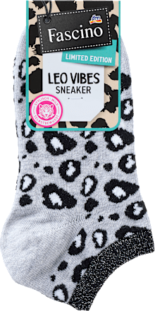 Sneakersocken mit Leo-Muster & Lurex-Bund grau Gr. 39-42 Fascino